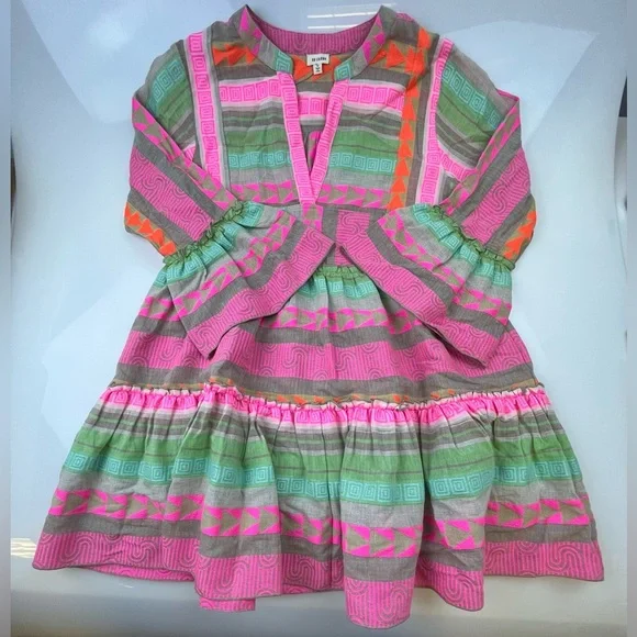 En Crème Multicolor Aztec Long Sleeve Dress N226-43 - Picture 3 of 9